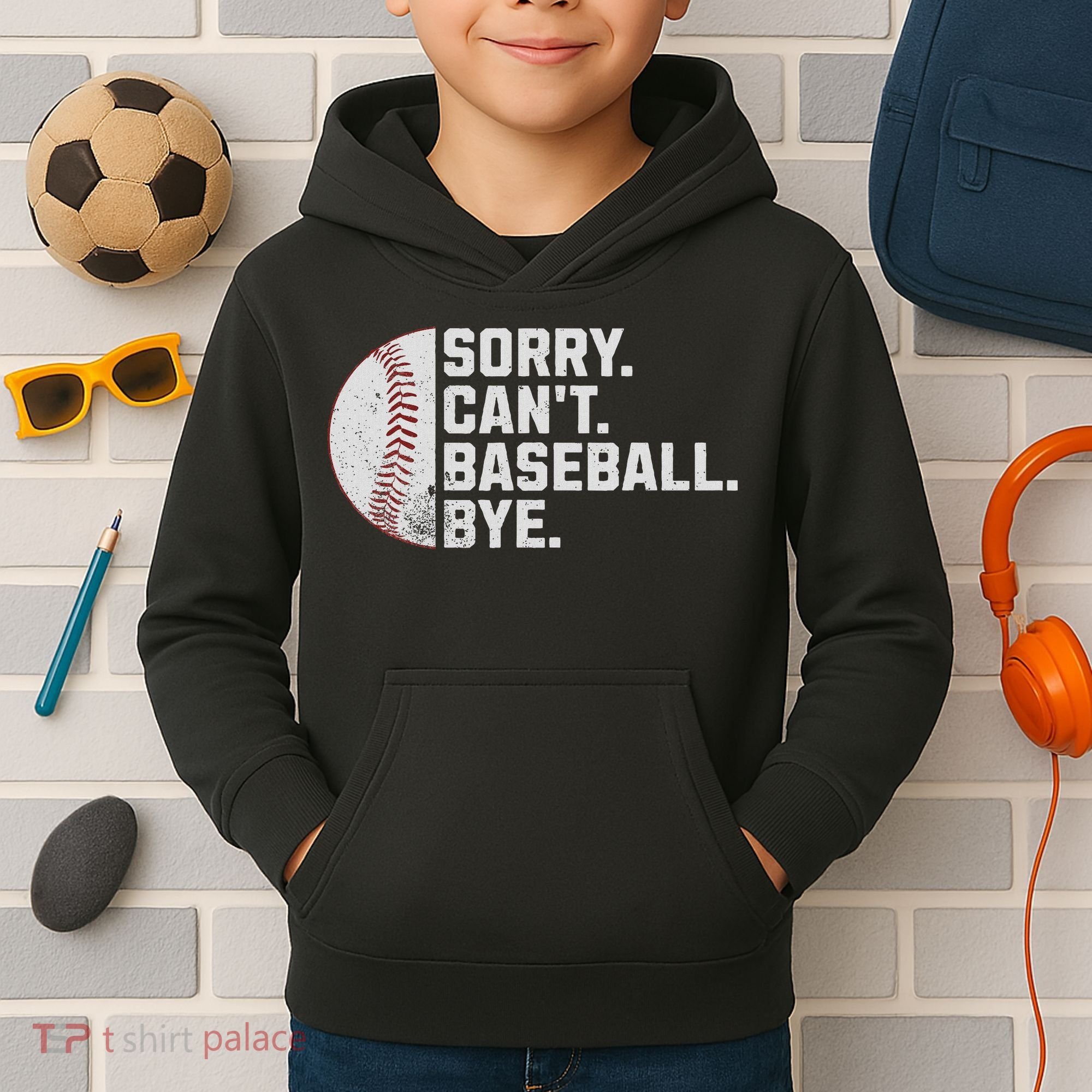 Sorry Can't Baseball Bye Funny Baseball For Women Kids Hoodie