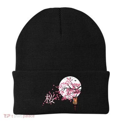 Sakura 桜 Cherry Blossom Japanese Graphical Art Flower Cool Gift Beanie