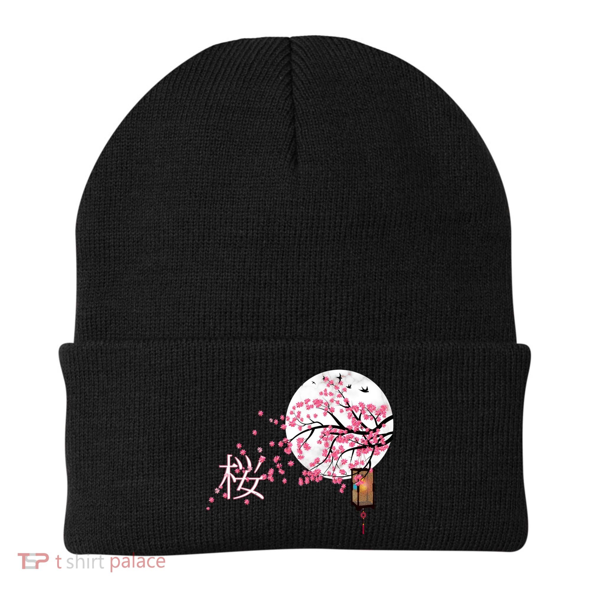 Sakura 桜 Cherry Blossom Japanese Graphical Art Flower Cool Gift Beanie