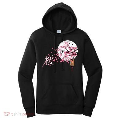 Sakura 桜 Cherry Blossom Japanese Graphical Art Flower Cool Gift Women's Hoodie