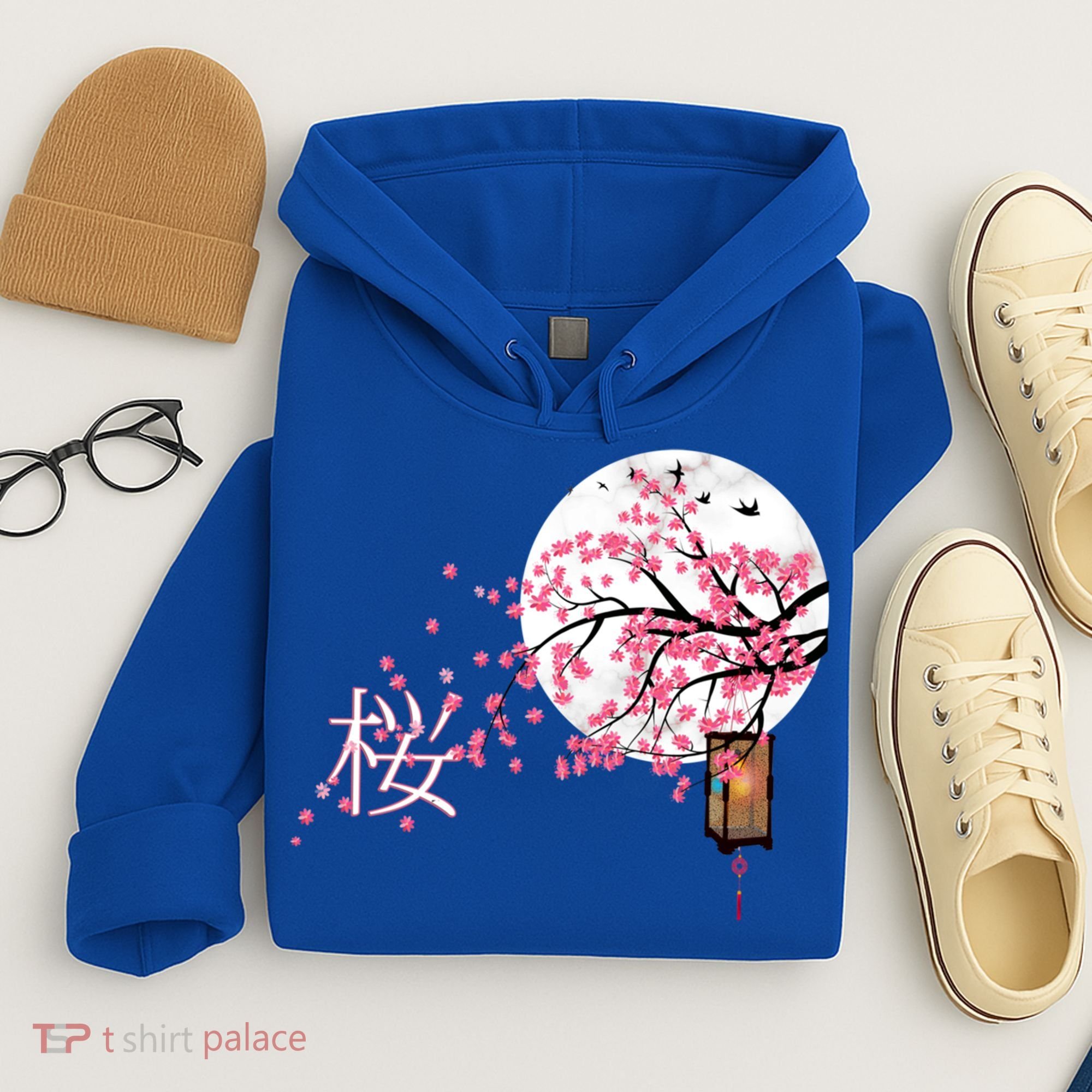 Sakura 桜 Cherry Blossom Japanese Graphical Art Flower Cool Gift Hoodie