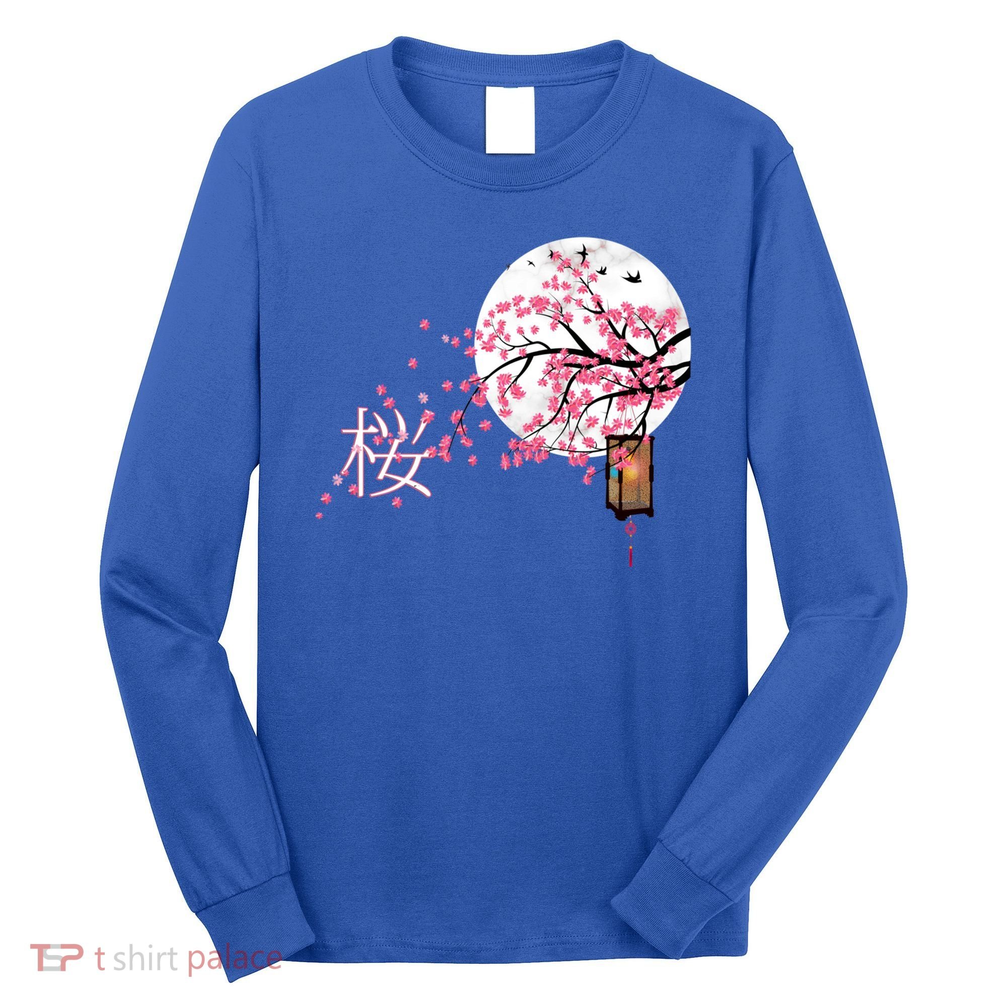 Sakura 桜 Cherry Blossom Japanese Graphical Art Flower Cool Gift Long Sleeve Shirt