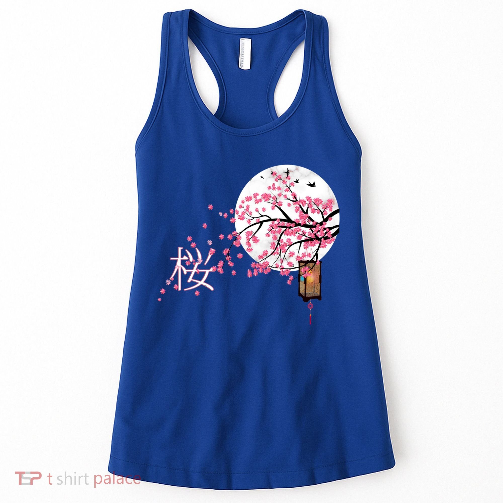 Sakura 桜 Cherry Blossom Japanese Graphical Art Flower Cool Gift Women's Tank Top