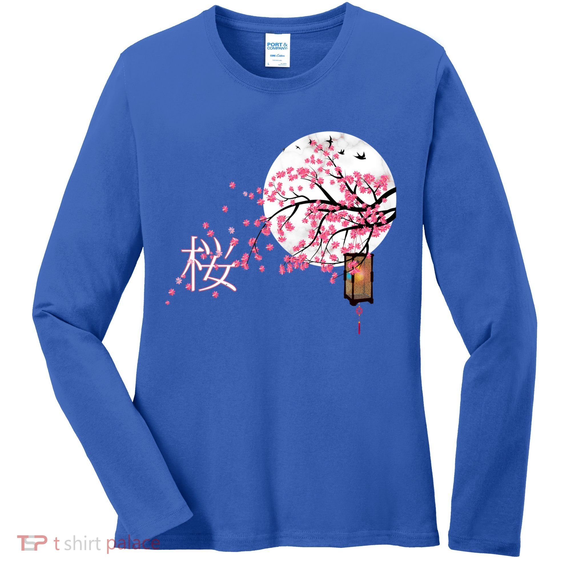 Sakura 桜 Cherry Blossom Japanese Graphical Art Flower Cool Gift Women's Long Sleeve Shirt