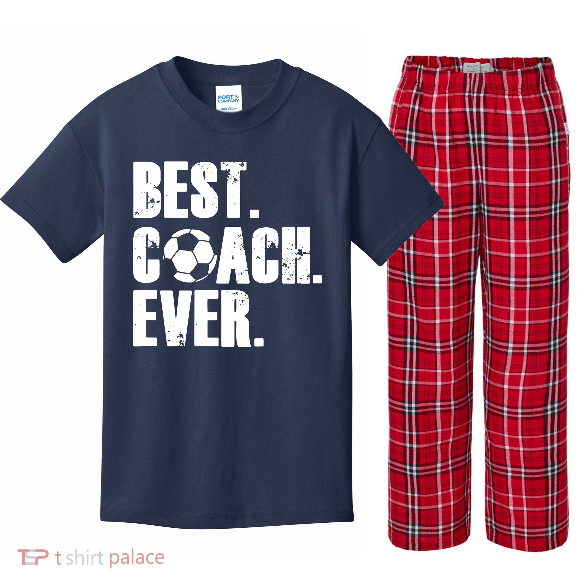SOCCER COACH BEST COACH EVER SOCCER GIFT Kids Plaid Pajama Set