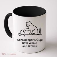 Schrodingers Cup Black Cat Funny Physics Pun Minimalist Coffee Mug thumb 0