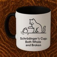 Schrodingers Cup Black Cat Funny Physics Pun Minimalist Coffee Mug thumb 2