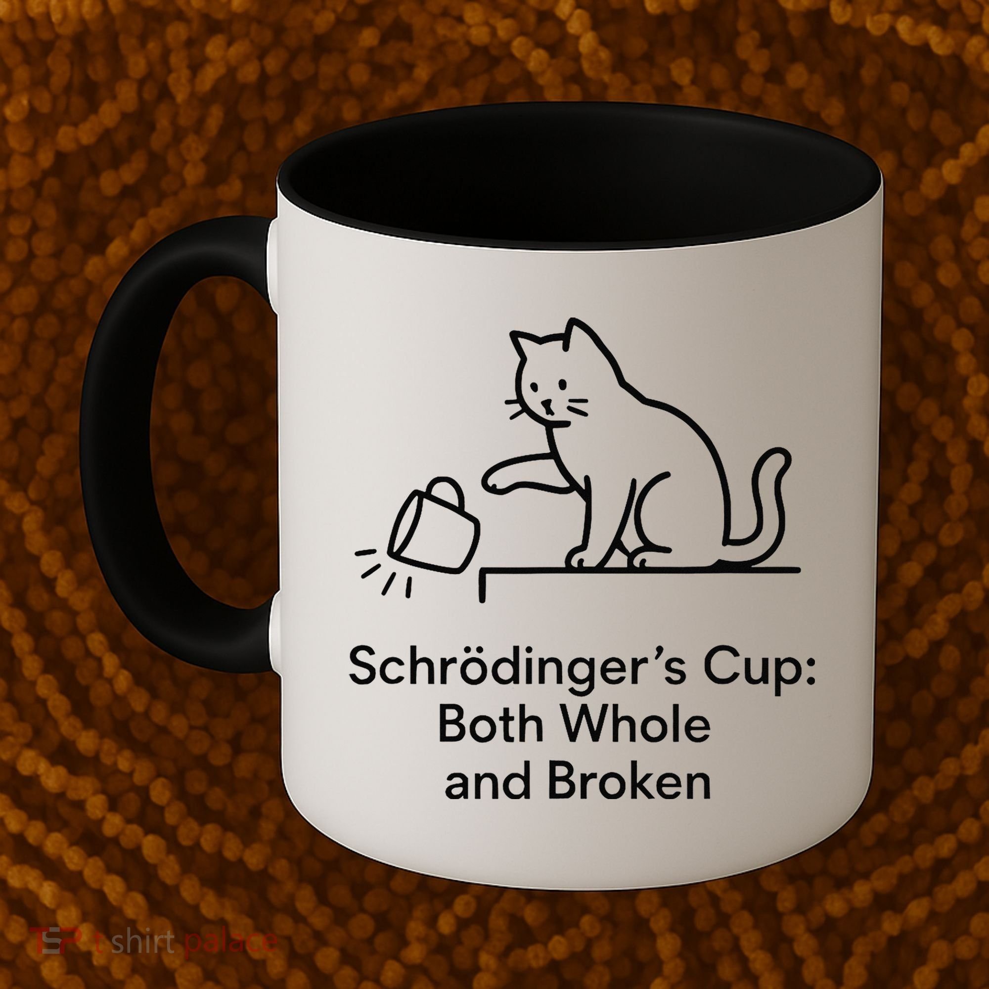 Schrodingers Cup Black Cat Funny Physics Pun Minimalist Coffee Mug