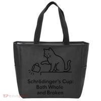 Schrodingers Cup Black Cat Funny Physics Pun Minimalist Tote Bag thumb 0
