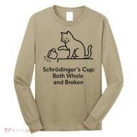 Schrodingers Cup Black Cat Funny Physics Pun Minimalist Long Sleeve Shirt thumb 0
