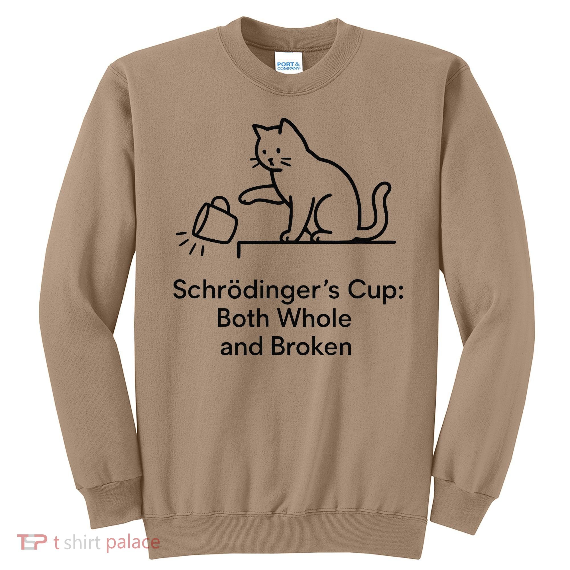 Schrodingers Cup Black Cat Funny Physics Pun Minimalist Sweatshirt