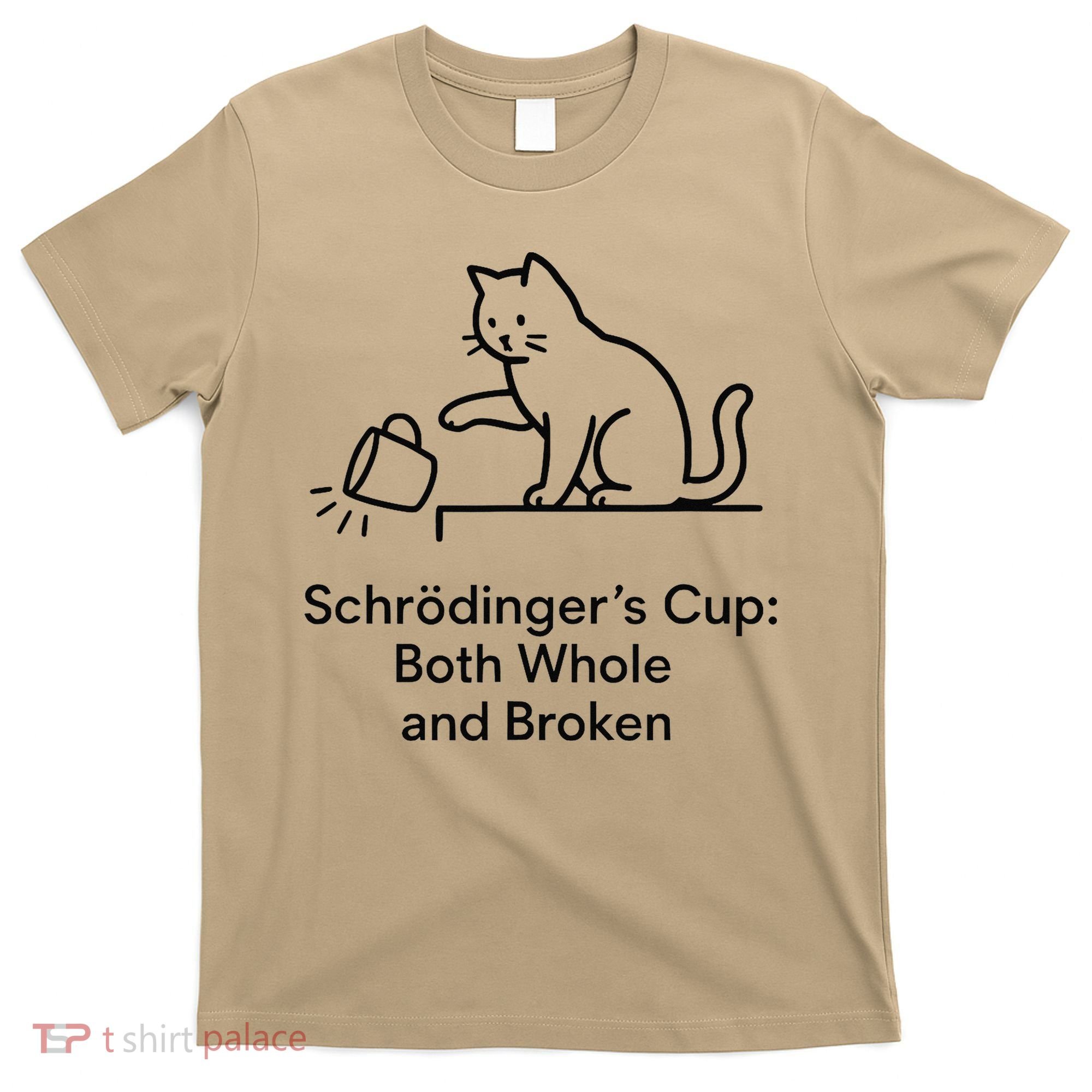 Schrodingers Cup Black Cat Funny Physics Pun Minimalist T-Shirt