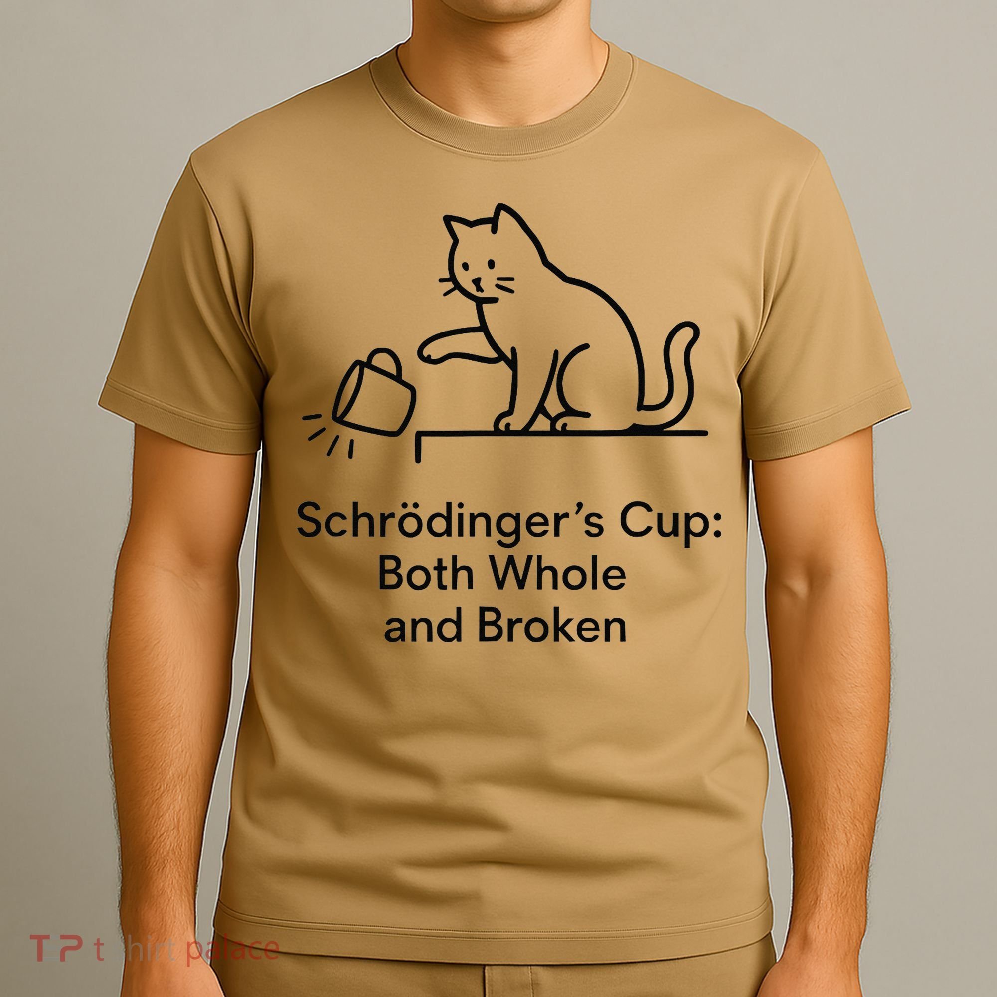 Schrodingers Cup Black Cat Funny Physics Pun Minimalist T-Shirt