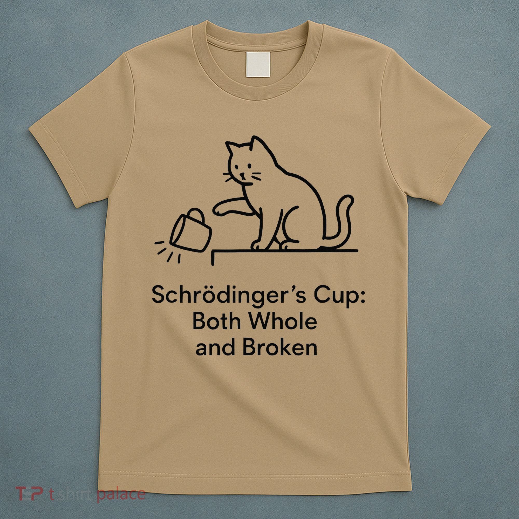 Schrodingers Cup Black Cat Funny Physics Pun Minimalist T-Shirt