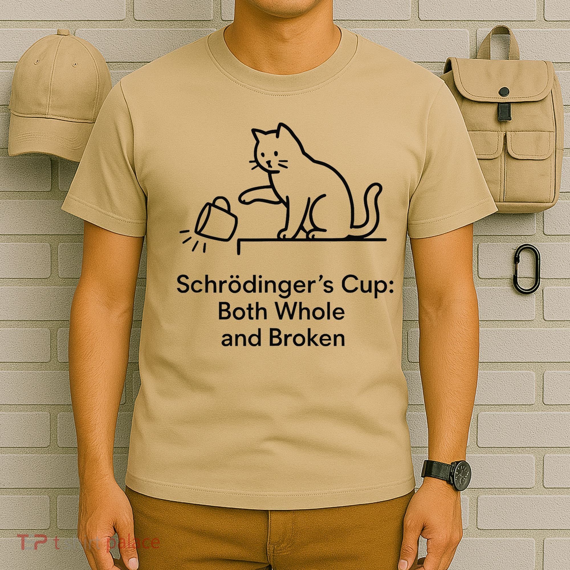 Schrodingers Cup Black Cat Funny Physics Pun Minimalist T-Shirt