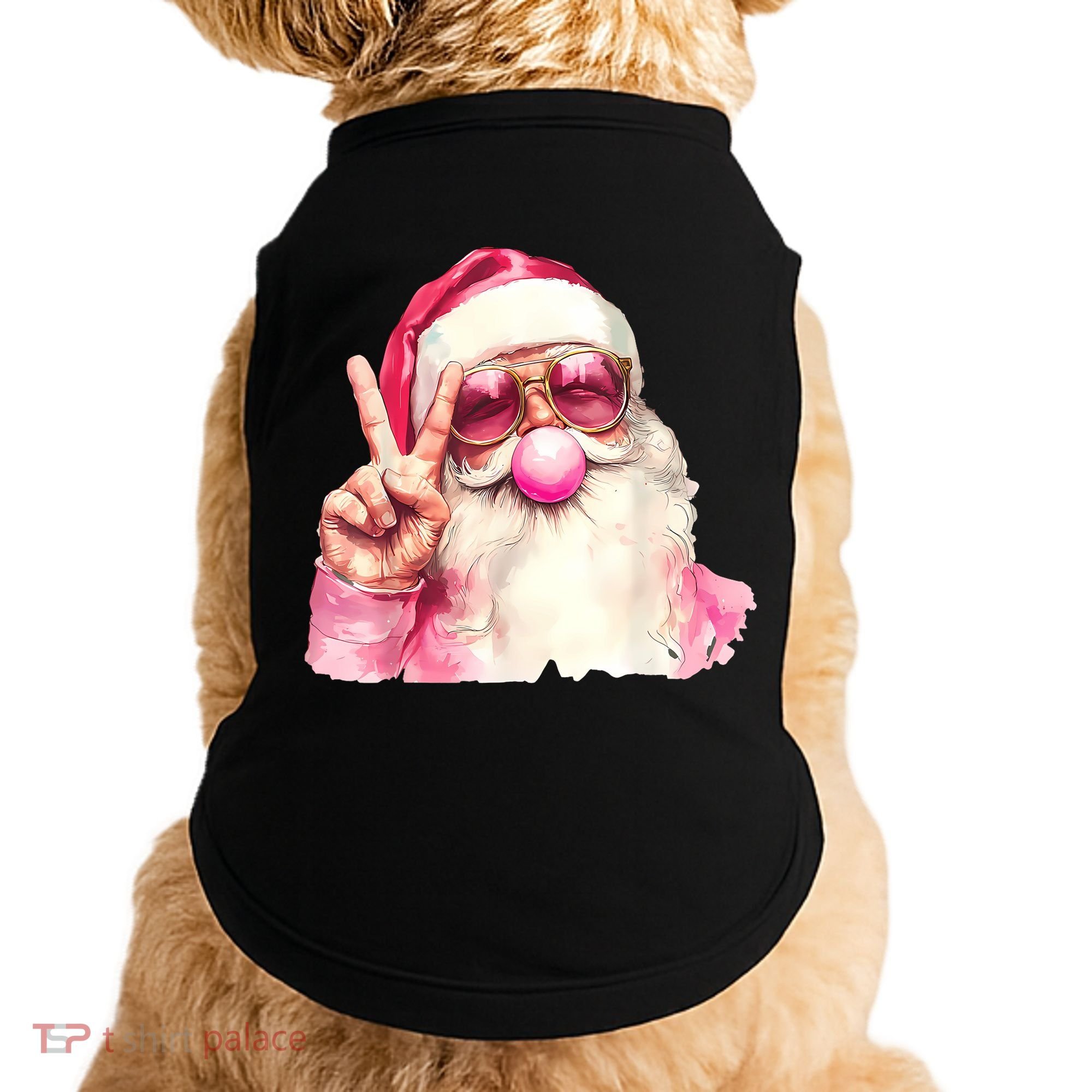 Santa Claus Blowing Sunglasses Christmas Doggie Tank