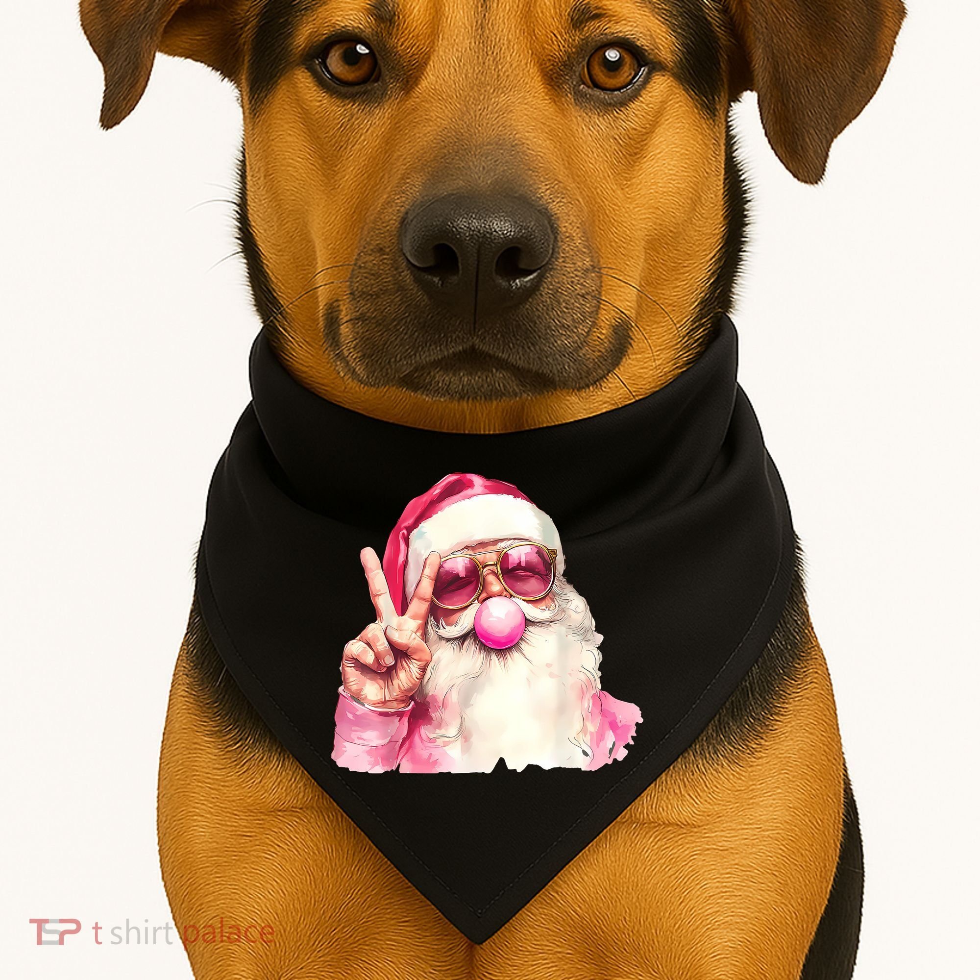 Santa Claus Blowing Sunglasses Christmas USA-Made Doggie Bandana