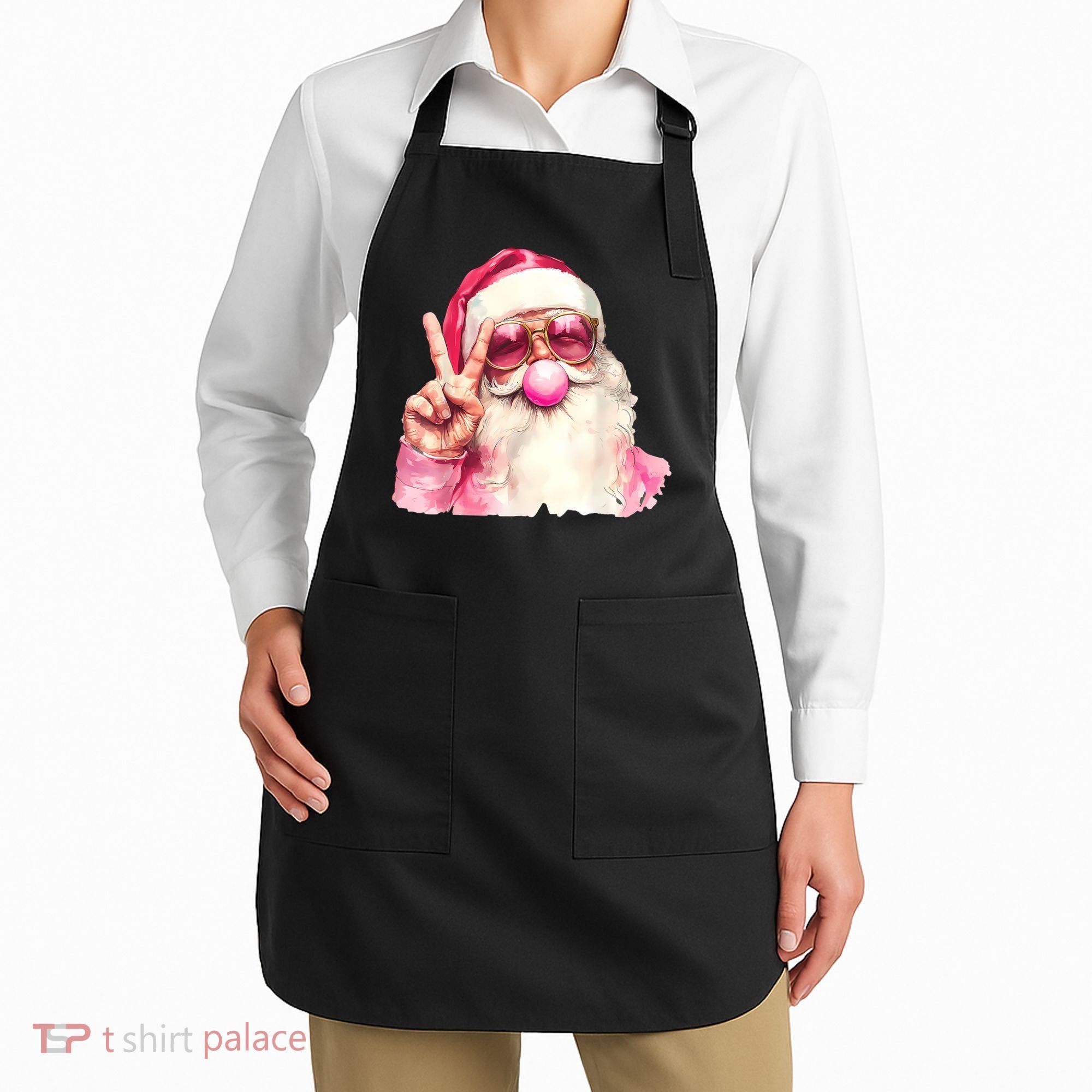 Santa Claus Blowing Sunglasses Christmas Apron