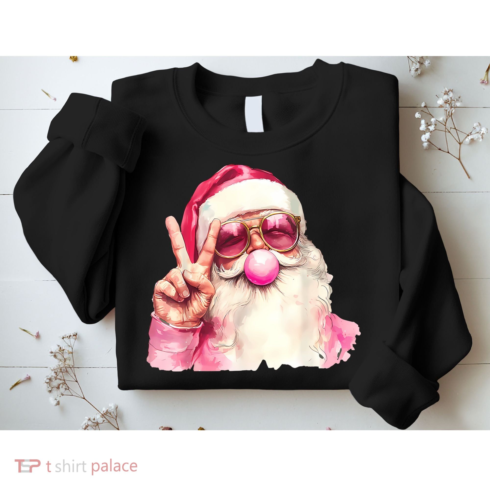 Santa Claus Blowing Sunglasses Christmas Sweatshirt