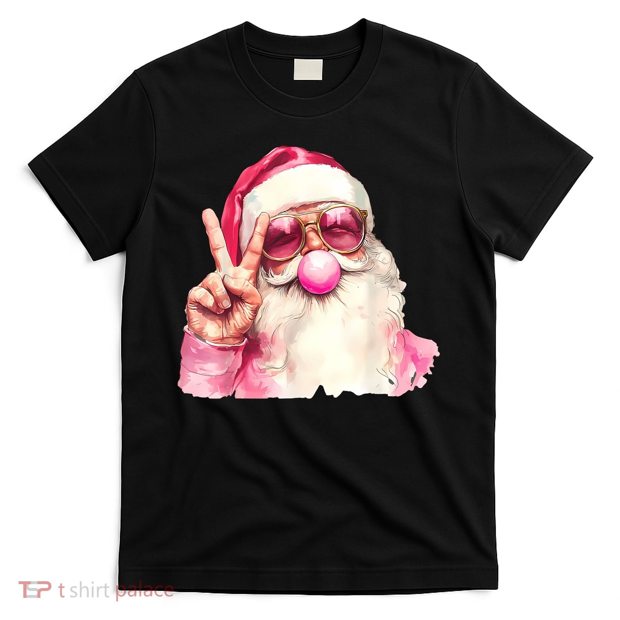 Santa Claus Blowing Sunglasses Christmas T-Shirt