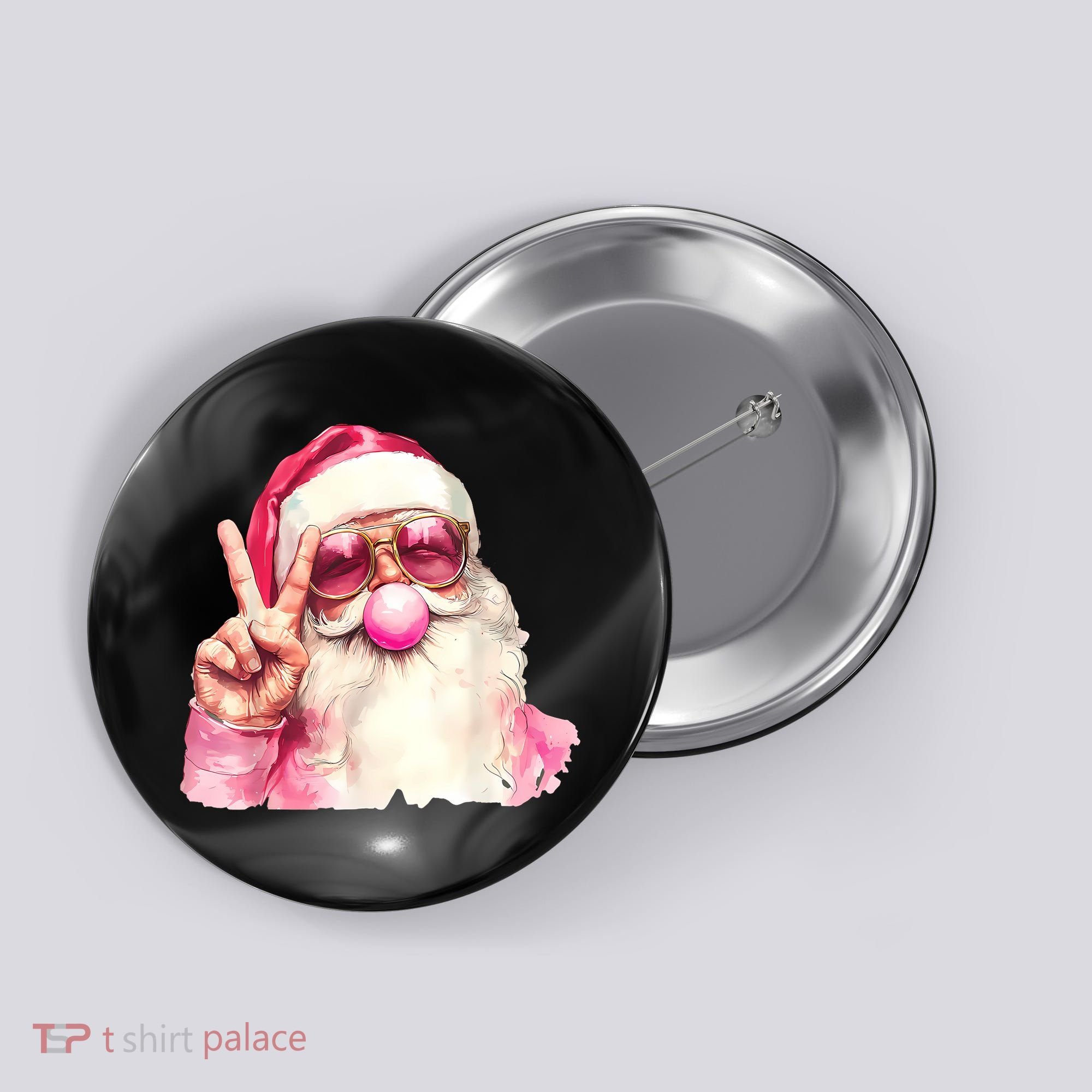 Santa Claus Blowing Sunglasses Christmas Button