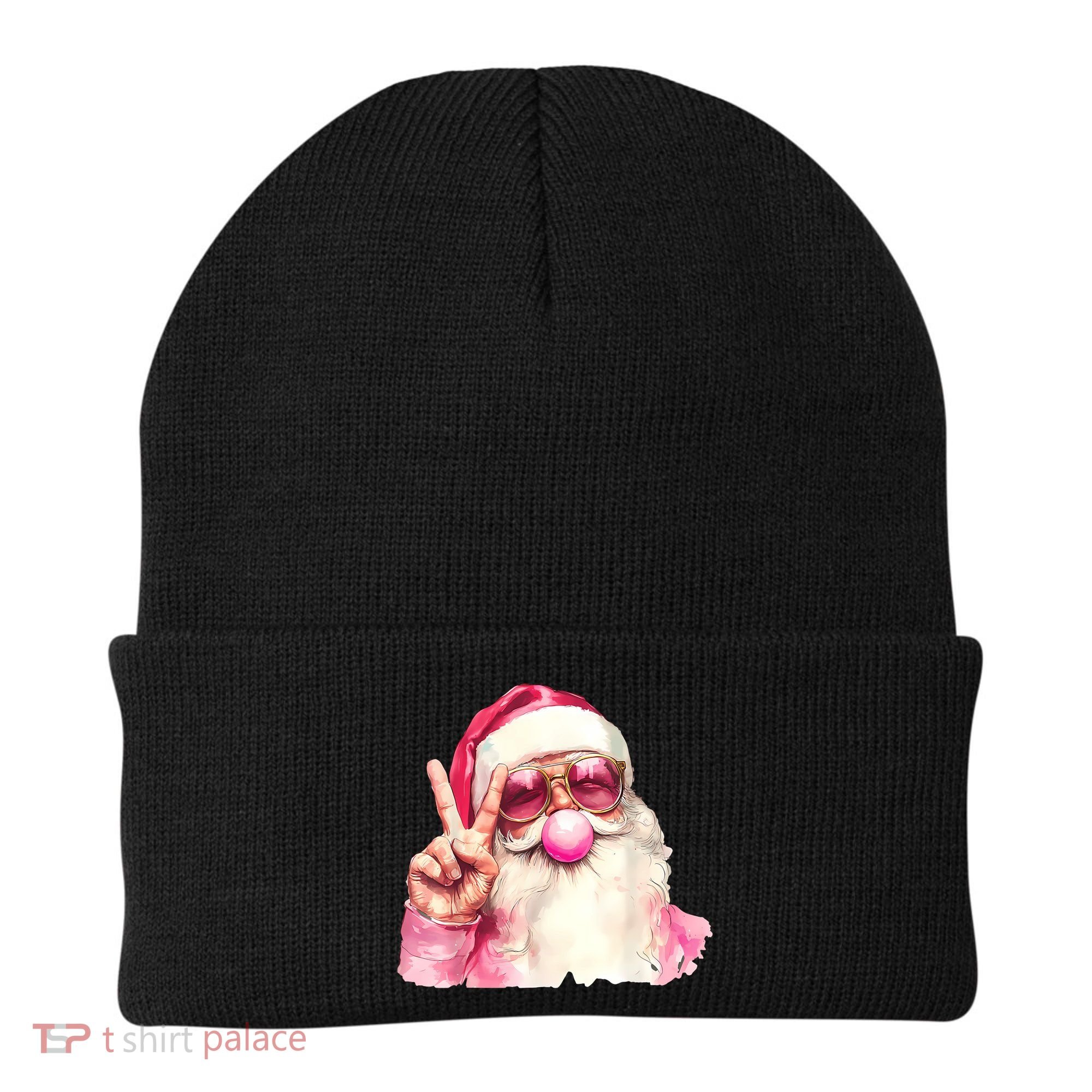 Santa Claus Blowing Sunglasses Christmas Beanie
