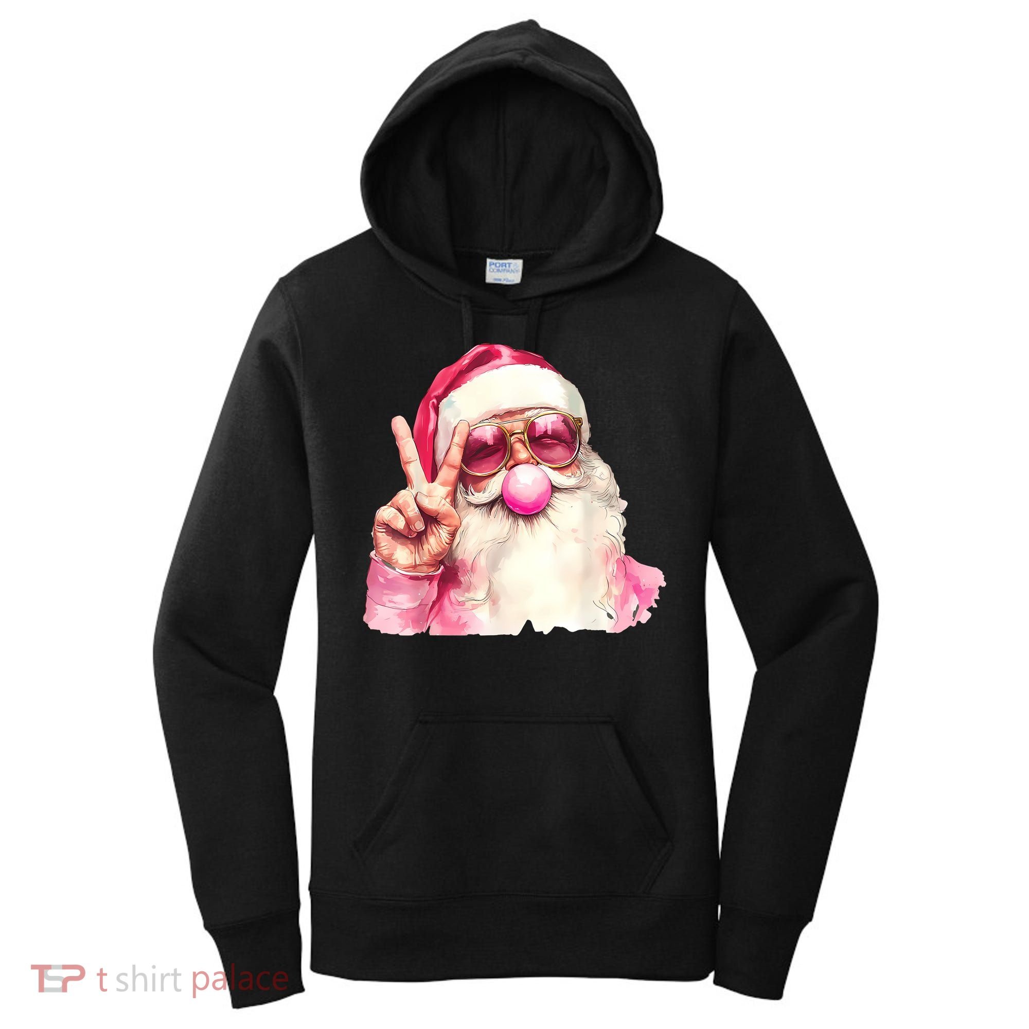 Santa Claus Blowing Sunglasses Christmas Women's Hoodie