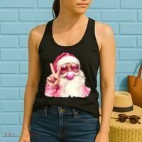 Santa Claus Blowing Sunglasses Christmas Women's Tank Top thumb 2