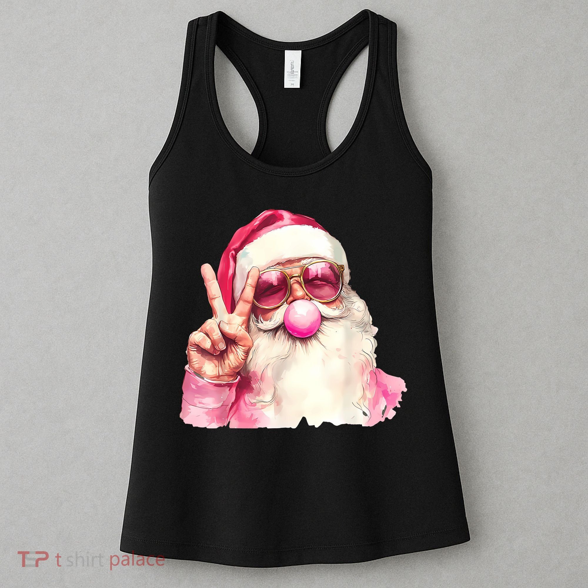 Santa Claus Blowing Sunglasses Christmas Women's Tank Top