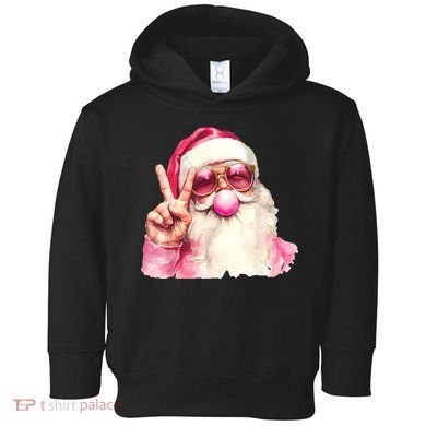 Santa Claus Blowing Sunglasses Christmas Toddler Hoodie