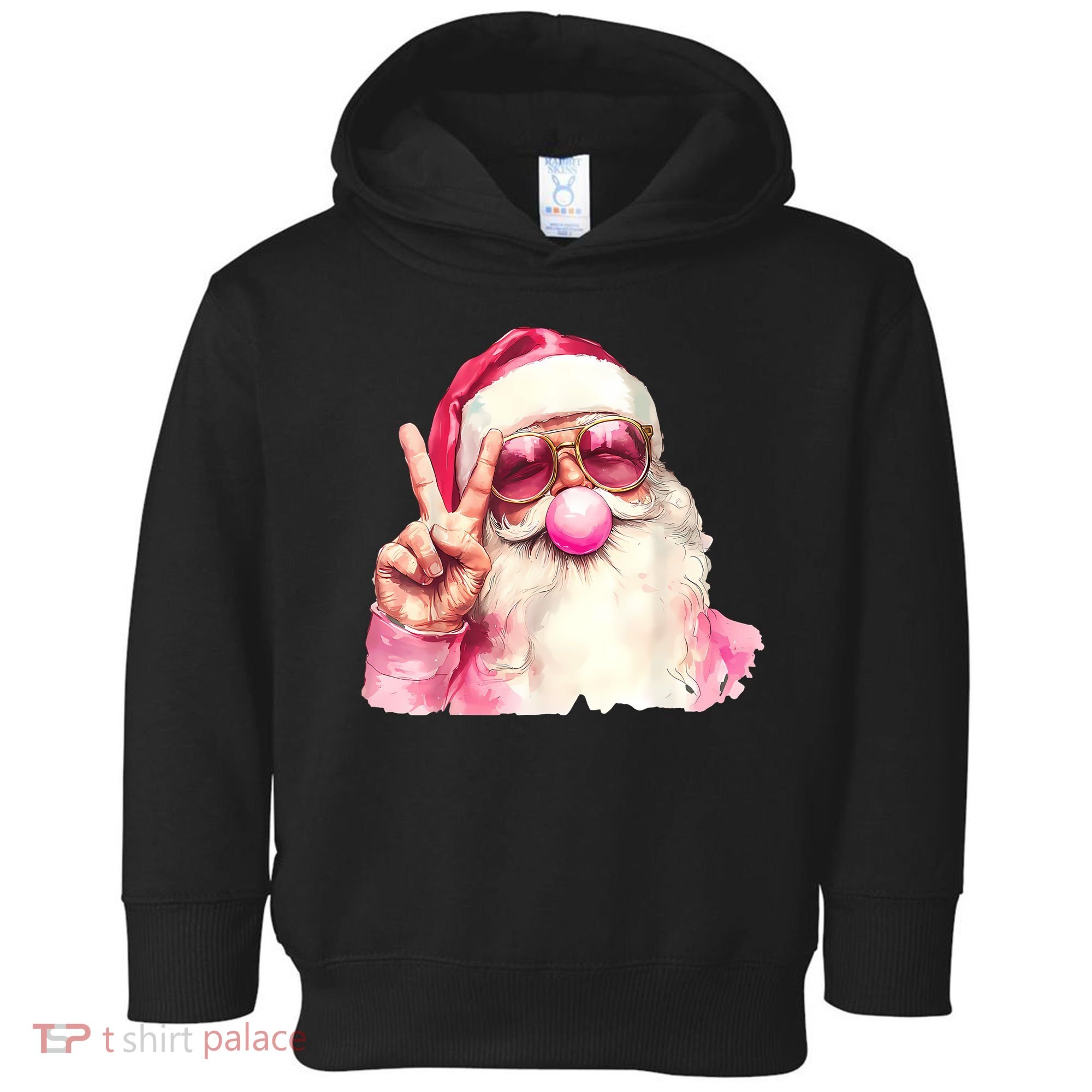Santa Claus Blowing Sunglasses Christmas Toddler Hoodie