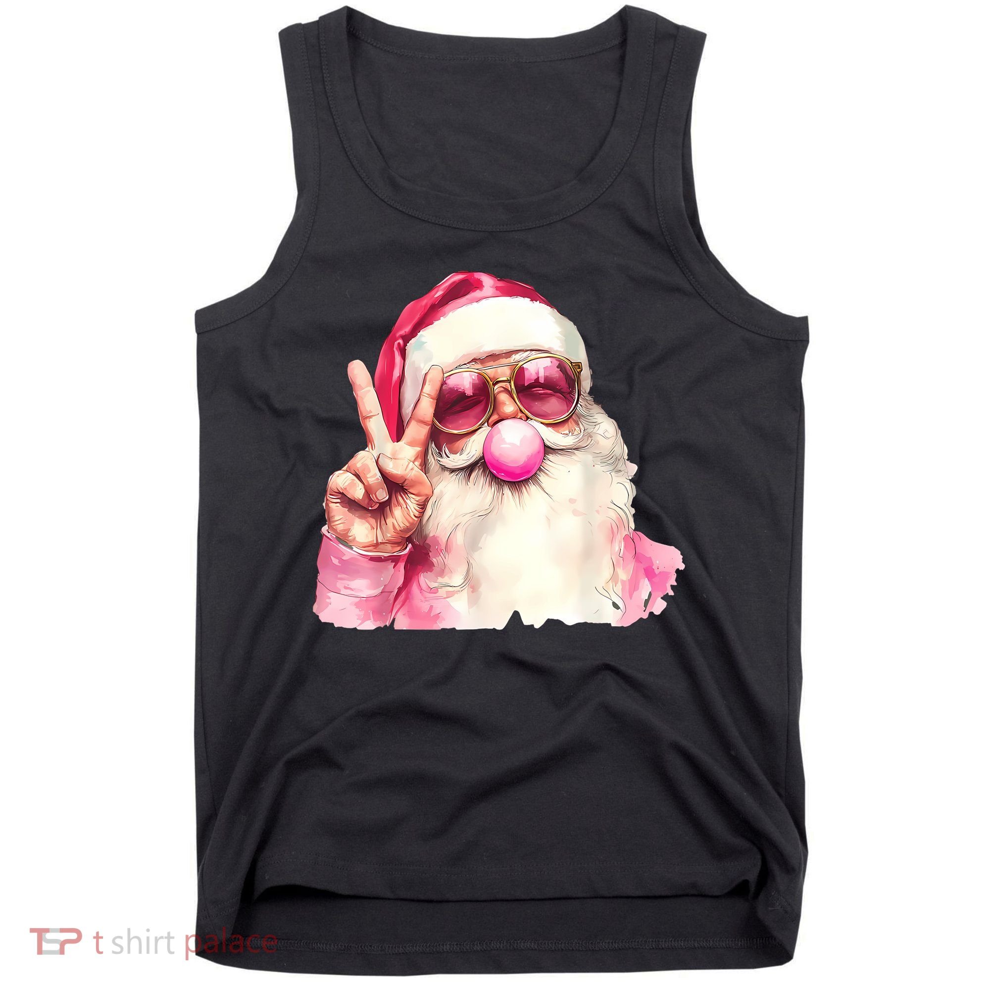 Santa Claus Blowing Sunglasses Christmas Tank Top