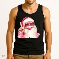 Santa Claus Blowing Sunglasses Christmas Tank Top thumb 3