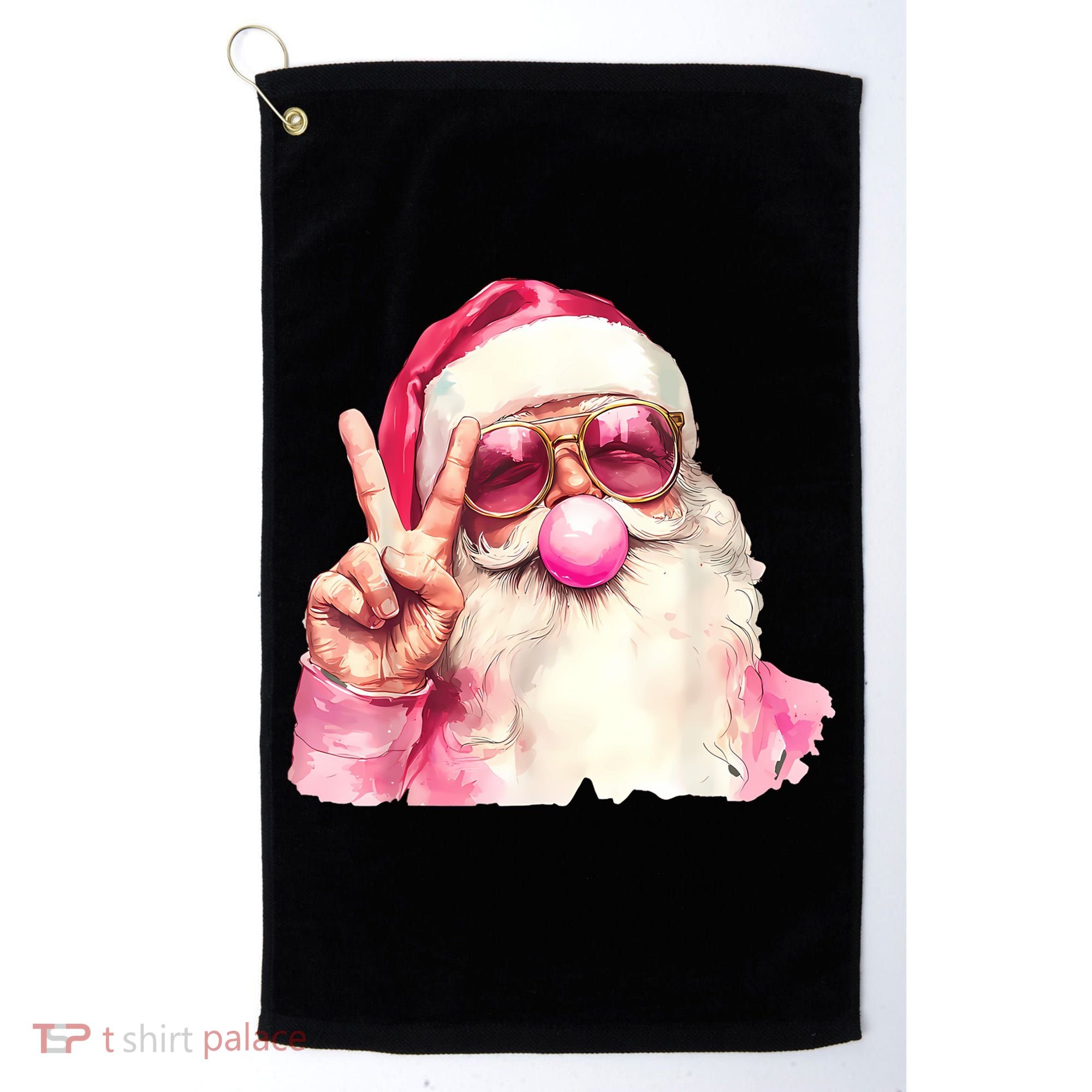 Santa Claus Blowing Sunglasses Christmas Golf Towel