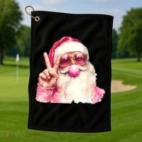 Santa Claus Blowing Sunglasses Christmas Golf Towel thumb 1