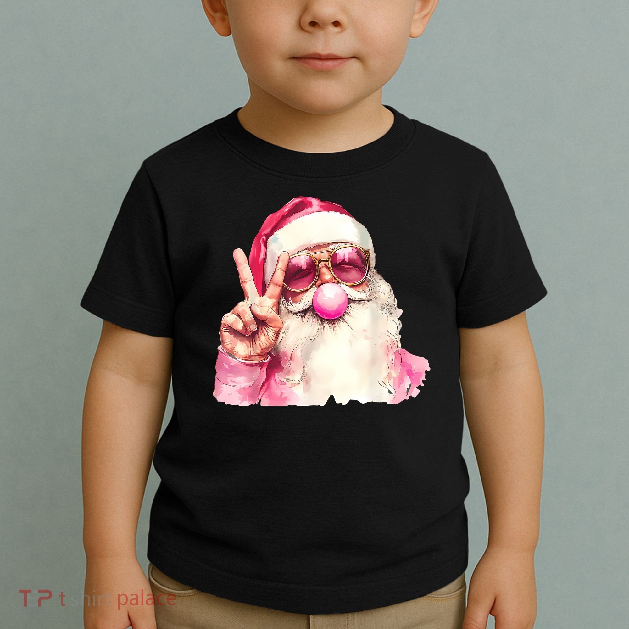 Santa Claus Blowing Sunglasses Christmas Toddler T-Shirt