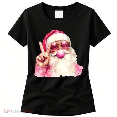 Santa Claus Blowing Sunglasses Christmas Women's T-Shirt