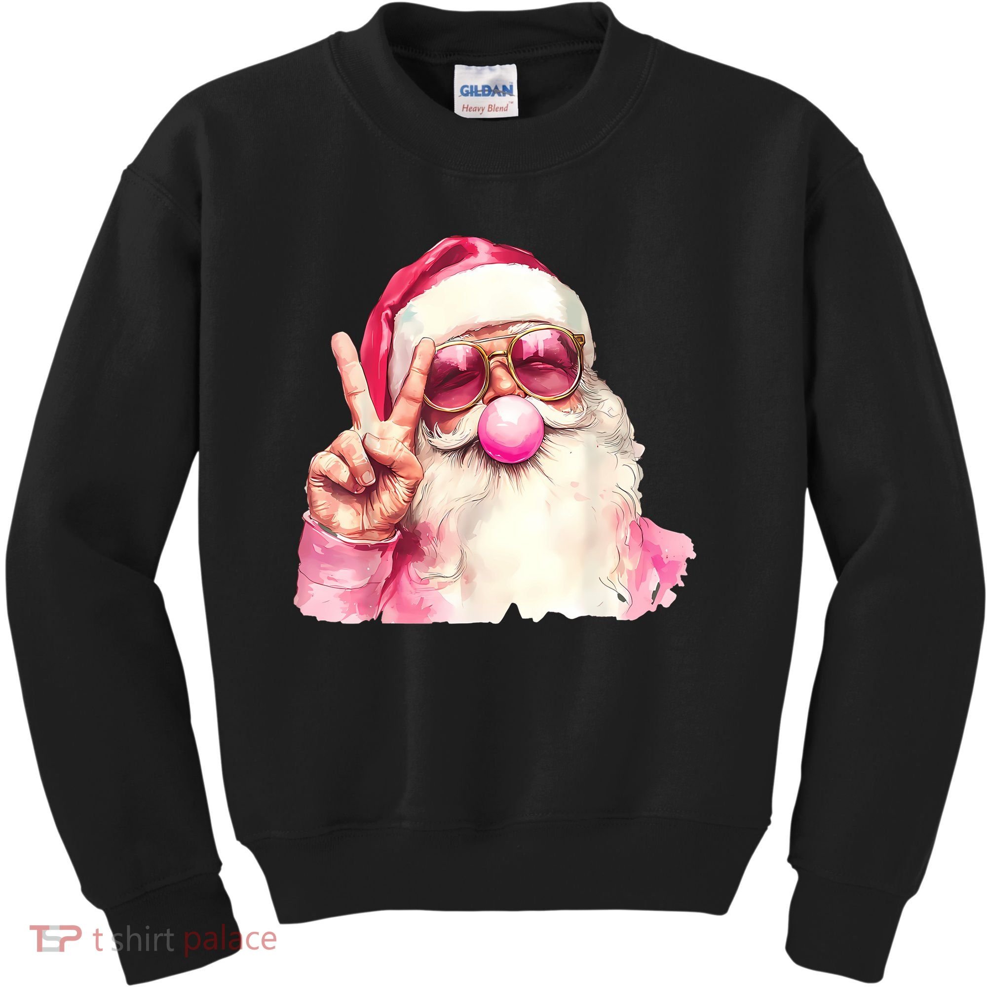 Santa Claus Blowing Sunglasses Christmas Kids Sweatshirt