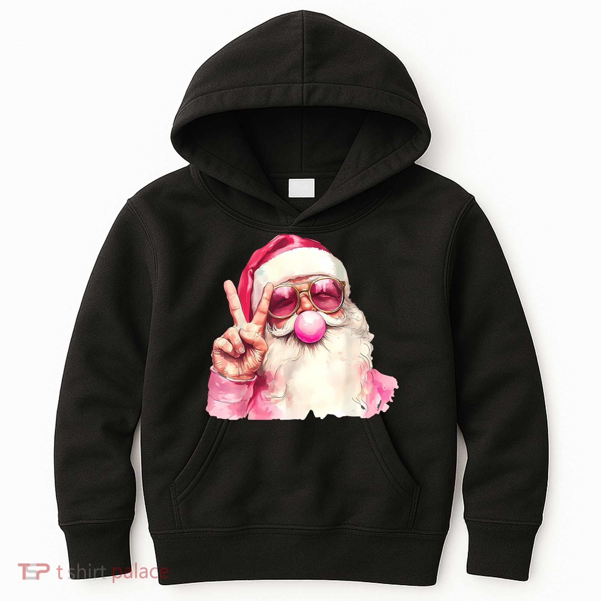 Santa Claus Blowing Sunglasses Christmas Kids Hoodie