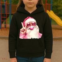 Santa Claus Blowing Sunglasses Christmas Kids Hoodie thumb 3