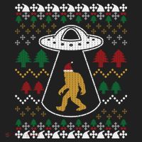 Santa Claus Bigfoot Ufo Sasquatch Ugly Christmas Sweater Gift Hat thumb 2