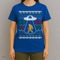 Santa Claus Bigfoot Ufo Sasquatch Ugly Christmas Sweater Gift T-Shirt thumb 4