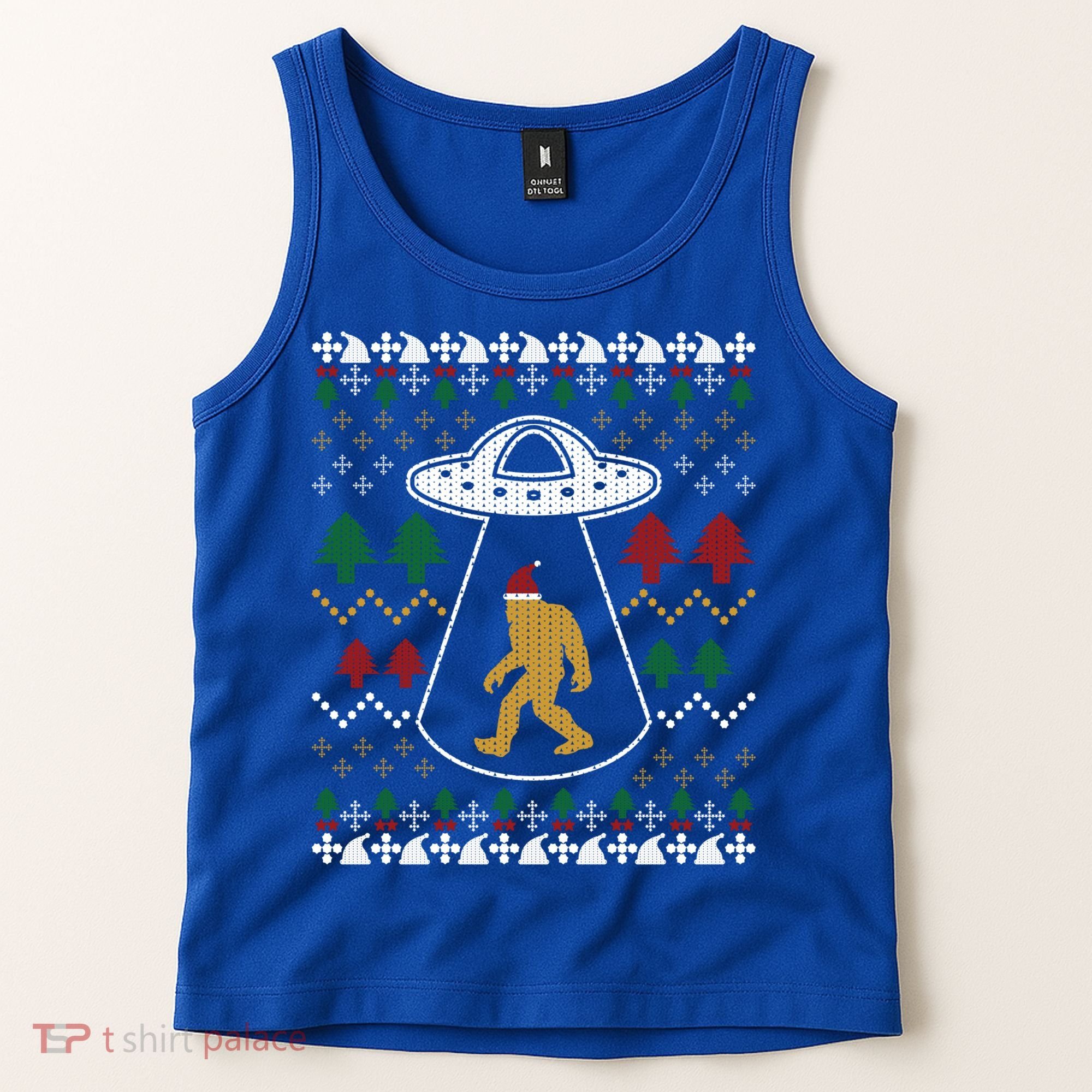 Santa Claus Bigfoot Ufo Sasquatch Ugly Christmas Sweater Gift Tank Top