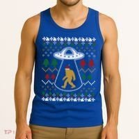 Santa Claus Bigfoot Ufo Sasquatch Ugly Christmas Sweater Gift Tank Top thumb 3