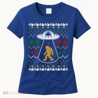 Santa Claus Bigfoot Ufo Sasquatch Ugly Christmas Sweater Gift Women's T-Shirt thumb 0