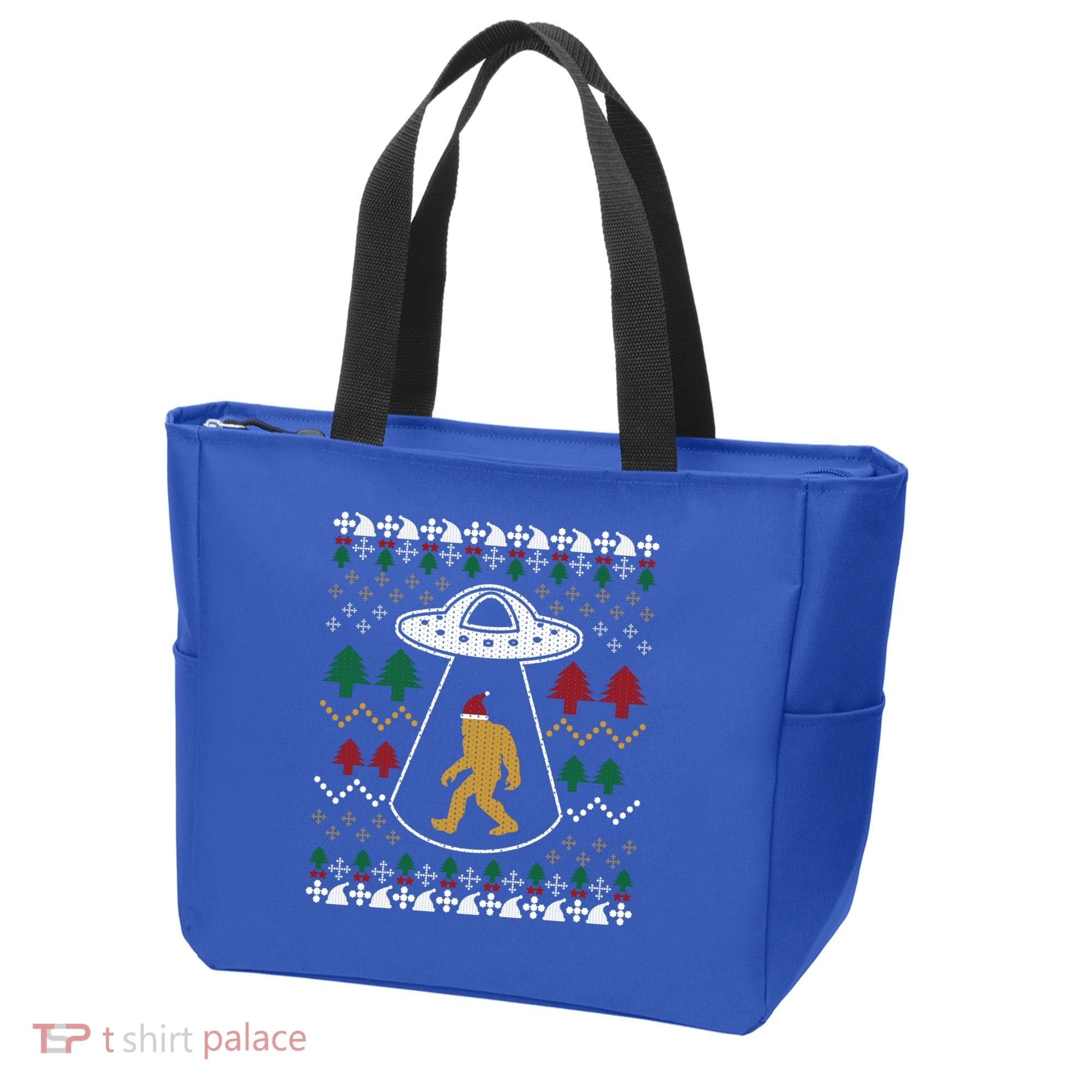 Santa Claus Bigfoot Ufo Sasquatch Ugly Christmas Sweater Gift Tote Bag