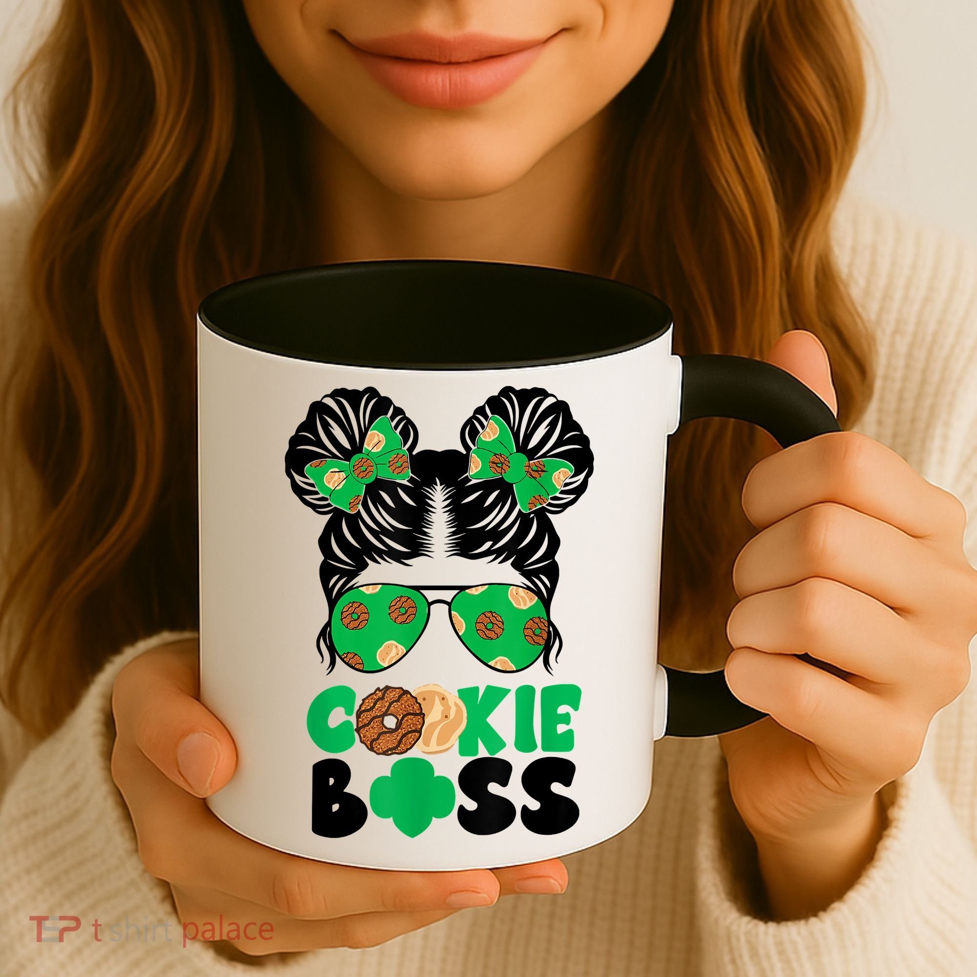 Scout Cookie Boss Kidlife Messy Bun Sunglasses Coffee Mug