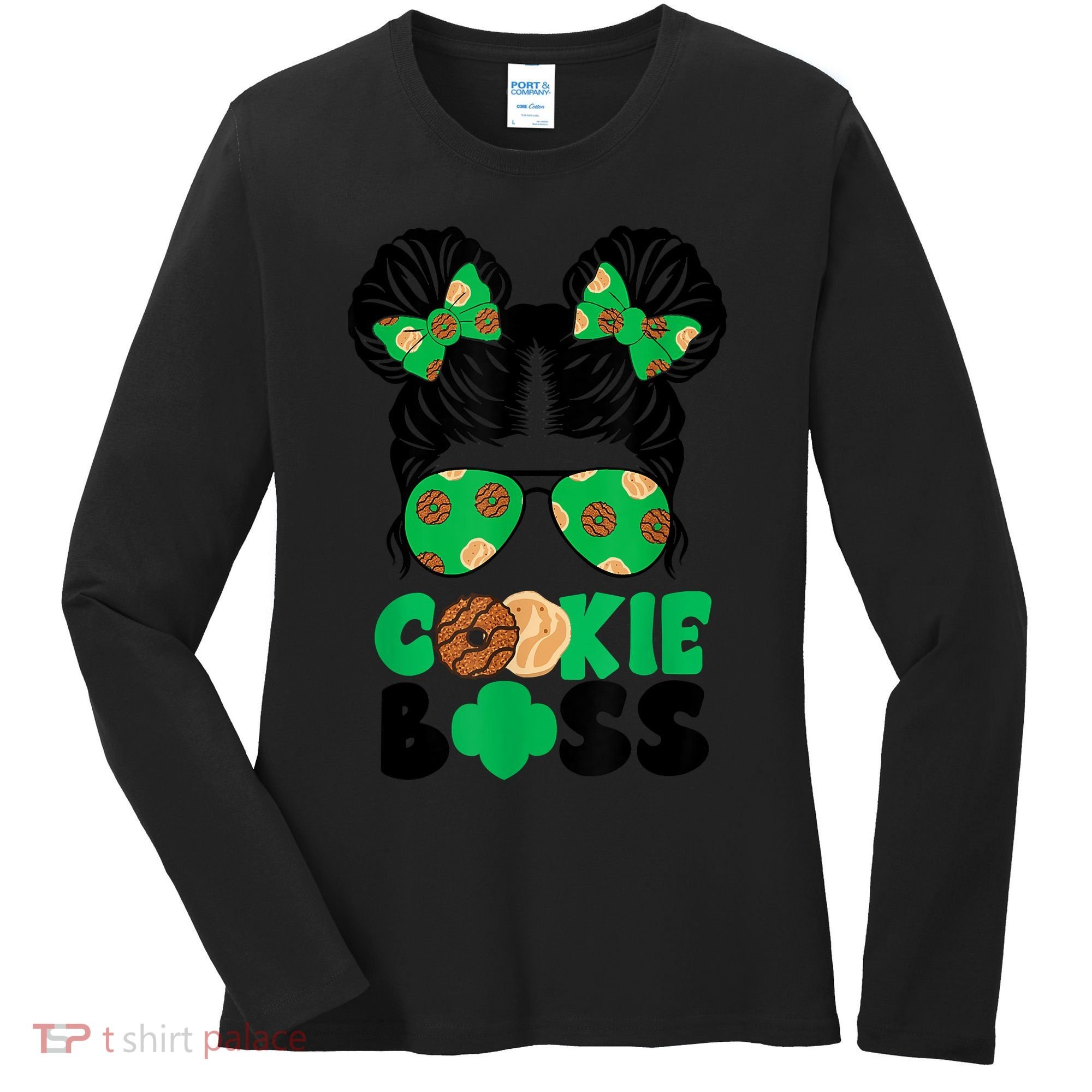 Scout Cookie Boss Kidlife Messy Bun Sunglasses Women's Long Sleeve Shirt