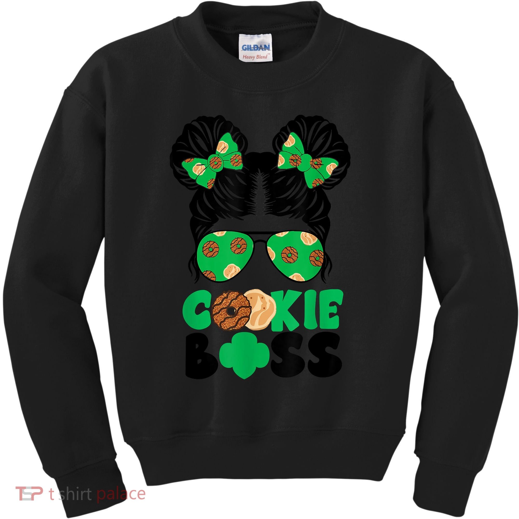 Scout Cookie Boss Kidlife Messy Bun Sunglasses Kids Sweatshirt