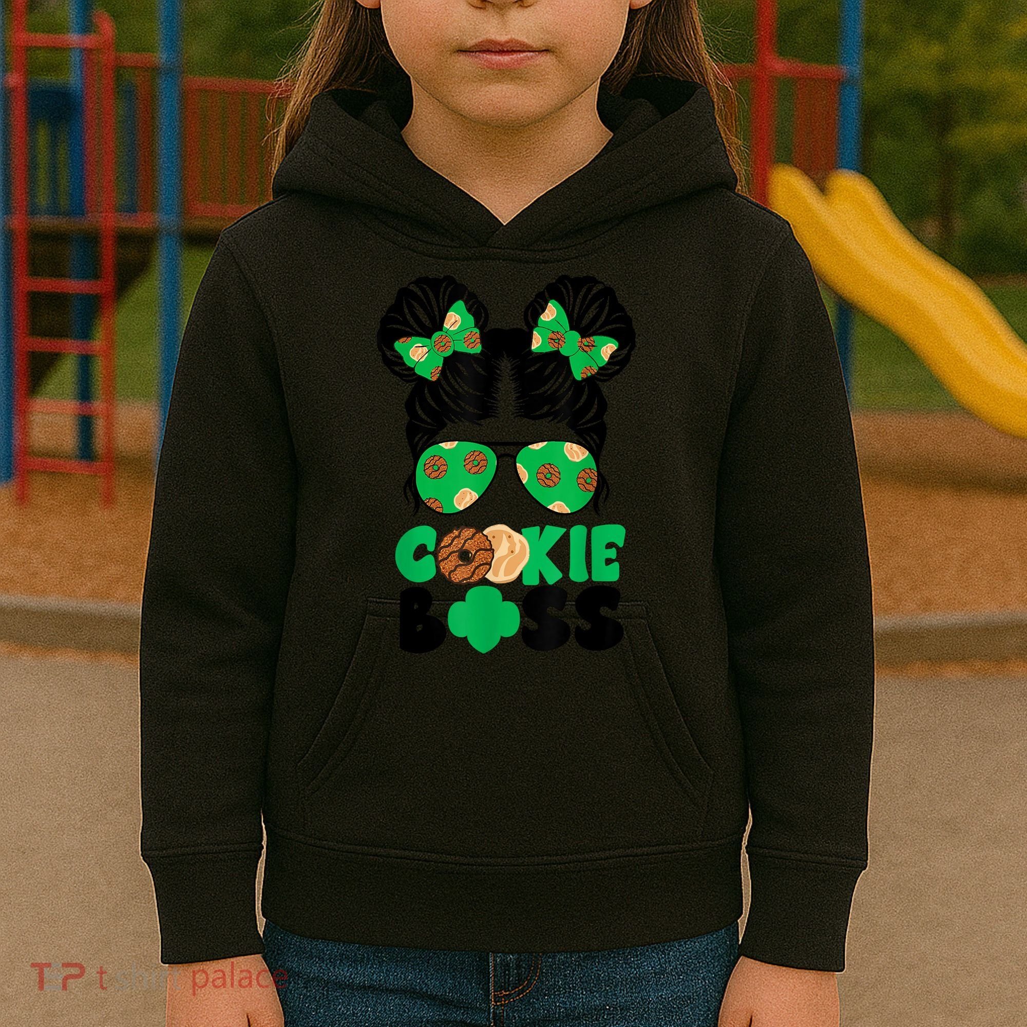Scout Cookie Boss Kidlife Messy Bun Sunglasses Kids Hoodie